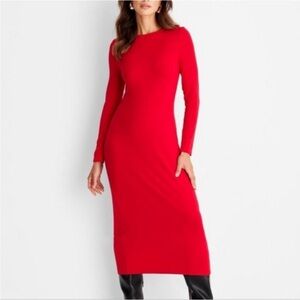 A New Day Red Long Sleeve Sheath Dress